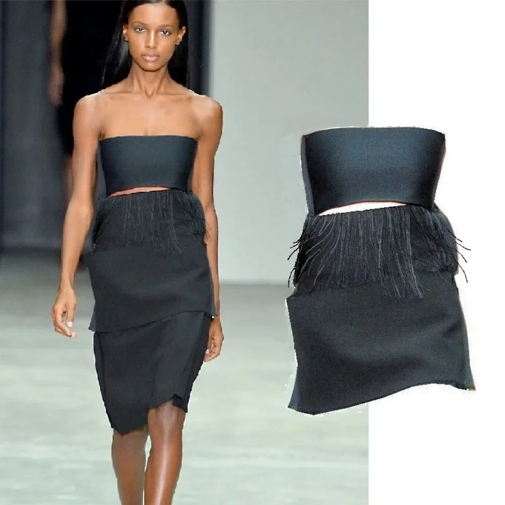 $3K CK COLLECTION Fringe Slit Top/ Mini Dress Boxy - Picture 1 of 10